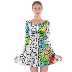 Brain Mind Psychology Idea Drawing Short Overalls Long Sleeve Skater Dress