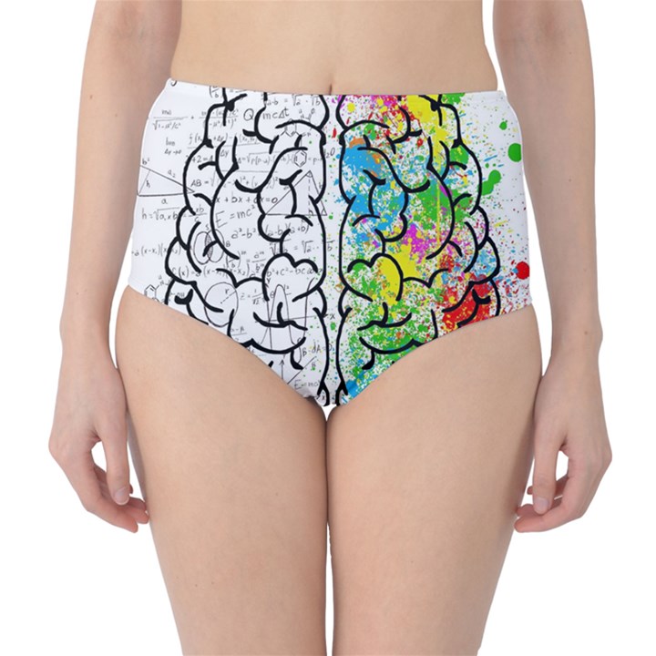 Brain Mind Psychology Idea Drawing Short Overalls Classic High-Waist Bikini Bottoms