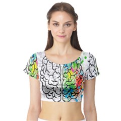 Brain Mind Psychology Idea Drawing Short Overalls Short Sleeve Crop Top by Azkajaya