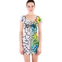 Brain Mind Psychology Idea Drawing Short Overalls Short Sleeve Bodycon Dress by Azkajaya