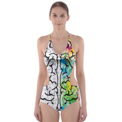 Brain Mind Psychology Idea Drawing Short Overalls Cut-out One Piece Swimsuit