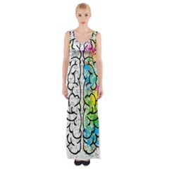 Brain Mind Psychology Idea Drawing Short Overalls Thigh Split Maxi Dress