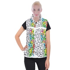 Brain Mind Psychology Idea Drawing Short Overalls Women s Button Up Vest by Azkajaya