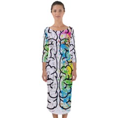 Brain Mind Psychology Idea Drawing Short Overalls Quarter Sleeve Midi Bodycon Dress