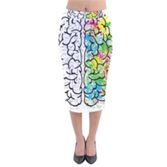 Brain Mind Psychology Idea Drawing Short Overalls Velvet Midi Pencil Skirt by Azkajaya