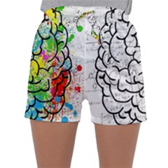 Brain Mind Psychology Idea Drawing Short Overalls Sleepwear Shorts by Azkajaya