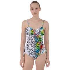 Brain Mind Psychology Idea Drawing Short Overalls Sweetheart Tankini Set by Azkajaya