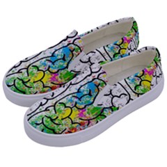 Brain Mind Psychology Idea Drawing Short Overalls Kids  Canvas Slip Ons by Azkajaya