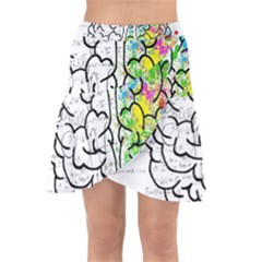 Brain Mind Psychology Idea Drawing Short Overalls Wrap Front Skirt by Azkajaya