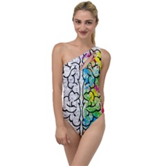 Brain Mind Psychology Idea Drawing Short Overalls To One Side Swimsuit by Azkajaya