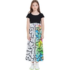 Brain Mind Psychology Idea Drawing Short Overalls Kids  Flared Maxi Skirt by Azkajaya