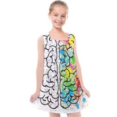 Brain Mind Psychology Idea Drawing Short Overalls Kids  Cross Back Dress by Azkajaya