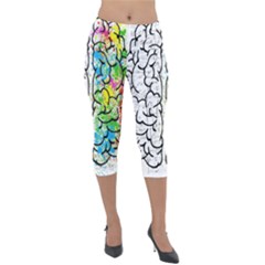 Brain Mind Psychology Idea Drawing Short Overalls Lightweight Velour Capri Leggings  by Azkajaya