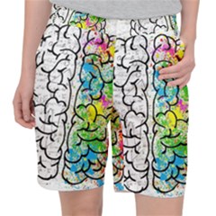 Brain Mind Psychology Idea Drawing Short Overalls Women s Pocket Shorts by Azkajaya