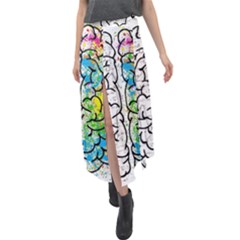 Brain Mind Psychology Idea Drawing Short Overalls Velour Split Maxi Skirt by Azkajaya