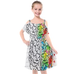 Brain Mind Psychology Idea Drawing Short Overalls Kids  Cut Out Shoulders Chiffon Dress by Azkajaya