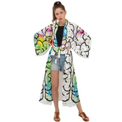 Brain Mind Psychology Idea Drawing Short Overalls Maxi Kimono by Azkajaya