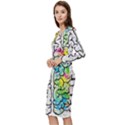 Brain Mind Psychology Idea Drawing Short Overalls Long Sleeve V-Neck Bodycon Dress  View2