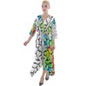 Brain Mind Psychology Idea Drawing Short Overalls Quarter Sleeve Wrap Front Maxi Dress View1