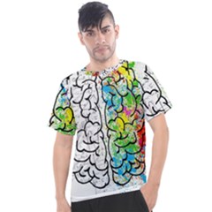 Brain Mind Psychology Idea Drawing Short Overalls Men s Sport Top by Azkajaya