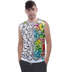 Brain Mind Psychology Idea Drawing Short Overalls Men s Regular Tank Top by Azkajaya