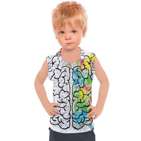 Brain Mind Psychology Idea Drawing Short Overalls Kids  Sport Tank Top by Azkajaya