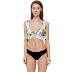 Brain Mind Psychology Idea Drawing Short Overalls Low Cut Ruffle Edge Bikini Top by Azkajaya