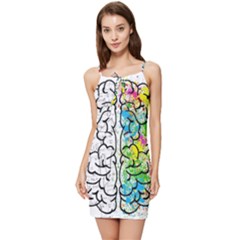 Brain Mind Psychology Idea Drawing Short Overalls Summer Tie Front Dress by Azkajaya