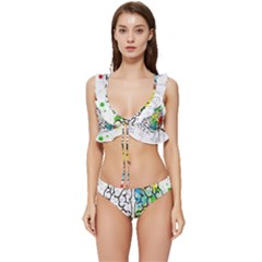 Brain Mind Psychology Idea Drawing Short Overalls Low Cut Ruffle Edge Bikini Set by Azkajaya