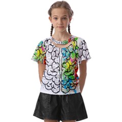 Brain Mind Psychology Idea Drawing Short Overalls Kids  Front Cut T-shirt by Azkajaya