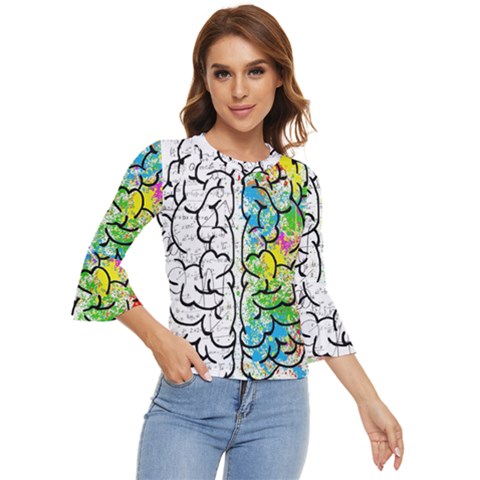 Brain Mind Psychology Idea Drawing Short Overalls Bell Sleeve Top by Azkajaya