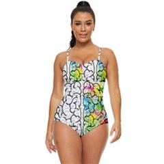 Brain Mind Psychology Idea Drawing Short Overalls Retro Full Coverage Swimsuit by Azkajaya