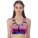 Abstract 3d Art Holiday Island Palm Tree Pink Purple Summer Sunset Water Fitness Sports Bra View1