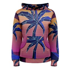 Abstract 3d Art Holiday Island Palm Tree Pink Purple Summer Sunset Water Women s Pullover Hoodie by Cemarart