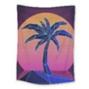 Abstract 3d Art Holiday Island Palm Tree Pink Purple Summer Sunset Water Medium Tapestry View1