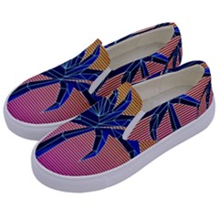 Abstract 3d Art Holiday Island Palm Tree Pink Purple Summer Sunset Water Kids  Canvas Slip Ons by Cemarart