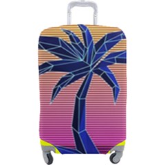 Abstract 3d Art Holiday Island Palm Tree Pink Purple Summer Sunset Water Luggage Cover (large) by Cemarart