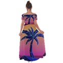 Abstract 3d Art Holiday Island Palm Tree Pink Purple Summer Sunset Water Off Shoulder Open Front Chiffon Dress View2