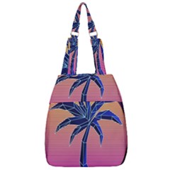 Abstract 3d Art Holiday Island Palm Tree Pink Purple Summer Sunset Water Center Zip Backpack by Cemarart