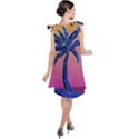 Abstract 3d Art Holiday Island Palm Tree Pink Purple Summer Sunset Water Tie Up Tunic Dress View2