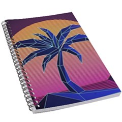 Abstract 3d Art Holiday Island Palm Tree Pink Purple Summer Sunset Water 5 5  X 8 5  Notebook by Cemarart