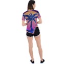 Abstract 3d Art Holiday Island Palm Tree Pink Purple Summer Sunset Water Asymmetrical Short Sleeve Sports T-Shirt View4