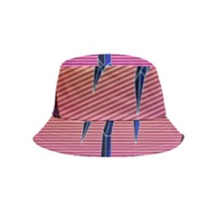 Abstract 3d Art Holiday Island Palm Tree Pink Purple Summer Sunset Water Bucket Hat (kids) by Cemarart