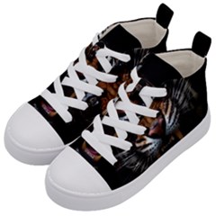 Tiger Angry Nima Face Wild Kids  Mid-top Canvas Sneakers by Cemarart