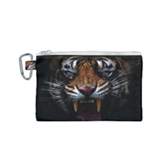 Tiger Angry Nima Face Wild Canvas Cosmetic Bag (small) by Cemarart