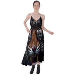 Tiger Angry Nima Face Wild Tie Back Maxi Dress by Cemarart