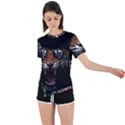 Tiger Angry Nima Face Wild Asymmetrical Short Sleeve Sports T-Shirt View1