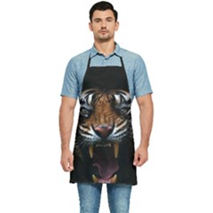 Tiger Angry Nima Face Wild Kitchen Apron by Cemarart