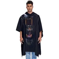 Tiger Angry Nima Face Wild Men s Hooded Rain Ponchos by Cemarart