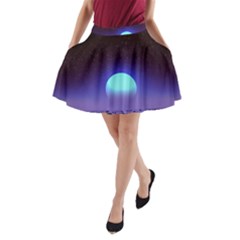 Sunset Colorful Nature Night Purple Star A-line Pocket Skirt by Cemarart